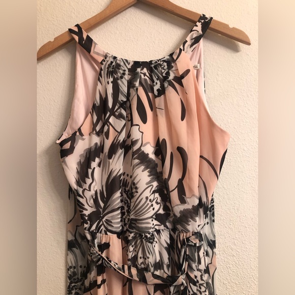 ✨ELIZA J FLORAL CHIFFON SLEEVELESS MAXI PROM DRESS SIZE 8 COLOR: BLUSH🌸 - Picture 4 of 11